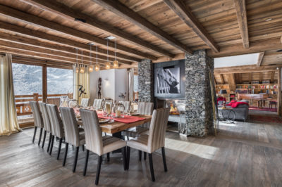 Chalet-Queen-Mijane-montagne-Meribel-JMV-Resort-salle à manger-table- bois